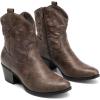 imageDREAM PAIRS Womens Western Cowboy Cowgirl Embroidered Ankle Boots Fashion Low chunky Heel Round Toe Fall Short Booties ShoesBrown