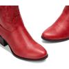 imageDREAM PAIRS Womens Western Cowboy Cowgirl Embroidered Ankle Boots Fashion Low chunky Heel Round Toe Fall Short Booties ShoesRed