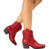 imageDREAM PAIRS Womens Western Cowboy Cowgirl Embroidered Ankle Boots Fashion Low chunky Heel Round Toe Fall Short Booties ShoesRed