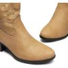 imageDREAM PAIRS Womens Western Cowboy Cowgirl Embroidered Ankle Boots Fashion Low chunky Heel Round Toe Fall Short Booties ShoesTan