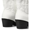 imageDREAM PAIRS Womens Western Cowboy Cowgirl Embroidered Ankle Boots Fashion Low chunky Heel Round Toe Fall Short Booties ShoesWhite
