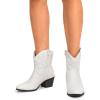 imageDREAM PAIRS Womens Western Cowboy Cowgirl Embroidered Ankle Boots Fashion Low chunky Heel Round Toe Fall Short Booties ShoesWhite