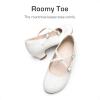 imageDream Pairs Girls Dress Shoes Mary Jane High Heel Round Toe Straps Pumps Flower Wedding Party Princess Flats for LittleBig KidsWhite