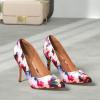 imageWomens Closed Toe High Heels Dress Pointed Toe Wedding Pump ShoesFloral