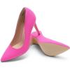 imageWomens Closed Toe High Heels Dress Pointed Toe Wedding Pump ShoesFuchsiaSuede