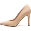 imageWomens Closed Toe High Heels Dress Pointed Toe Wedding Pump ShoesNudeNubuck