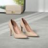 imageWomens Closed Toe High Heels Dress Pointed Toe Wedding Pump ShoesNudeNubuck