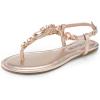 imageDREAM PAIRS Flat Sandals for Women Dressy Rhinestone TStrap Thong Flat Sandals for Summers Dress BeachChampagneGold