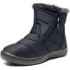 imageDREAM PAIRS Winter Boots for Women Warm Fur Lined with Zipper Flat Ankle Boots Comfortable Lightweight Outdoor Indoor BootiesNavy