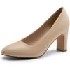 imageDREAM PAIRS Womens Block Heels Closed Toe High Chunky Rounded Toe Pumps Comfortable Slip On Work ShoesNude
