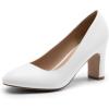 imageDREAM PAIRS Womens Block Heels Closed Toe High Chunky Rounded Toe Pumps Comfortable Slip On Work ShoesWhite