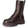 imageDREAM PAIRS Womens Combat Boots Lace up Mid Calf Boots Low Heel Chunky Platform Lug Sole BootsBrownpu