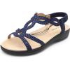 imageDREAM PAIRS Womens Comfort Dressy Rhinestone Summer Beach Sandals Slipon Flat Walking Orthopedic Sandals with Elastica Back StrapNavy