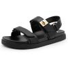 imageDREAM PAIRS Womens Comfortable Open Toe Flat Sandals Fashion One Band Summer Dessy SandalsBlack