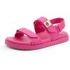 imageDREAM PAIRS Womens Comfortable Open Toe Flat Sandals Fashion One Band Summer Dessy SandalsHot Pink