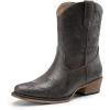 imageDREAM PAIRS Womens Cowboy Cowgirl Western Ankle Boots Low Chunky Heels Square Toe Fall Short Booties ShoesGrey