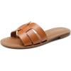 imageDREAM PAIRS Womens Dressy Slide Sandals Slipon Open Round Toe Flat Sandals Fashion Casual Comfortable Summer Beach Walking SlidesBrown