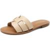 imageDREAM PAIRS Womens Dressy Slide Sandals Slipon Open Round Toe Flat Sandals Fashion Casual Comfortable Summer Beach Walking SlidesNudepu
