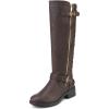 imageDREAM PAIRS Womens Knee High Boots Wide Calf Low Heel Riding Boots Fall Tall Boots for WomenBrown