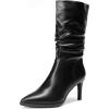imageDREAM PAIRS Womens Mid Calf Slouchy Boots Pointed Toe Heeled Boots Zip Fashion Dressy BootBlack