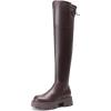 imageDREAM PAIRS Womens Platform Over The Knee Boots Lug Sole Round Toe Thigh High Long Chunky Block Heels Fall BootsBrownpu