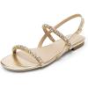 imageDREAM PAIRS Womens Rhinestone Sandals Open Toe Casual Dressy Sparkly Comfortable Flat Summer ShoesGold