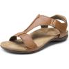 imageDREAM PAIRS Womens Sandals Arch Support TStrap Orthopedic Flat Sandals Comfortable Summer ShoesTan
