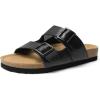 imageDREAM PAIRS Womens Slide Sandals Cork Footbed Open Toe Adjustable Flat Sandals Comfort Slip On Slippers for SummerBlack