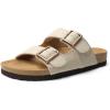 imageDREAM PAIRS Womens Slide Sandals Cork Footbed Open Toe Adjustable Flat Sandals Comfort Slip On Slippers for SummerNatural