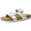 imageDREAM PAIRS Womens Slides Soft Cork Footbed Sandals Comfortable Walking Slipon Flat Sandals Arch Support Adjustable Buckle Braided Straps SlippersWhite