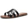 imageDREAM PAIRS Womens Slipon Slides Open Toe Dressy Flat Slide Sandals Fashion Classic Summer Beach SlippersBlack