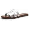 imageDREAM PAIRS Womens Slipon Slides Open Toe Dressy Flat Slide Sandals Fashion Classic Summer Beach SlippersSilver
