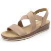 imageDREAM PAIRS Womens Summer Dressy Low Wedge Heels Comfortable Slip on Casual Flat Sandals for Walking VacationNude
