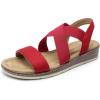 imageDREAM PAIRS Womens Summer Dressy Low Wedge Heels Comfortable Slip on Casual Flat Sandals for Walking VacationRed