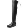 imageDREAM PAIRS Womens Thigh High Boots Low Block Heel Casual Fashion Over the Knee BootsBlackpu