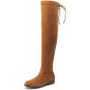 imageDREAM PAIRS Womens Thigh High Boots Low Block Heel Casual Fashion Over the Knee BootsTansuede