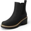 imageDREAM PAIRS Womens Wedge Chelsea Ankle Boots Fashion Round Toe Low Wedge Heel Platform Booties ShoesBlacknubuck