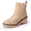 imageDREAM PAIRS Womens Wedge Chelsea Ankle Boots Fashion Round Toe Low Wedge Heel Platform Booties ShoesNudenubuck