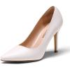 imageWomens Closed Toe High Heels Dress Pointed Toe Wedding Pump ShoesWhitePu