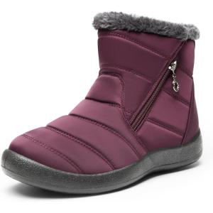 imageDREAM PAIRS Winter Boots for Women Warm Fur Lined with Zipper Flat Ankle Boots Comfortable Lightweight Outdoor Indoor BootiesPurple