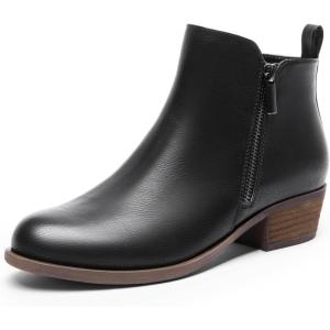 imageDREAM PAIRS Womens Ankle Boots Classic Low Chunky Heel Side Zipper Booties ShoesBlackpu