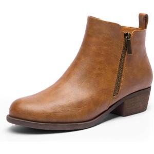 imageDREAM PAIRS Womens Ankle Boots Classic Low Chunky Heel Side Zipper Booties ShoesTanpu