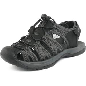 imageDREAM PAIRS Womens Closed Toe Hiking Summer Outdoor Sport Athletic SandalsBlackDarkGrey