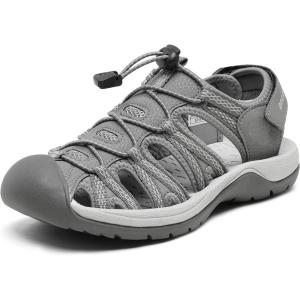 imageDREAM PAIRS Womens Closed Toe Hiking Summer Outdoor Sport Athletic SandalsGrey