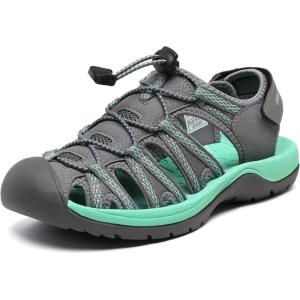 imageDREAM PAIRS Womens Closed Toe Hiking Summer Outdoor Sport Athletic SandalsGreyMintGreen