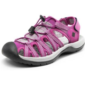 imageDREAM PAIRS Womens Closed Toe Hiking Summer Outdoor Sport Athletic SandalsPurpleknit