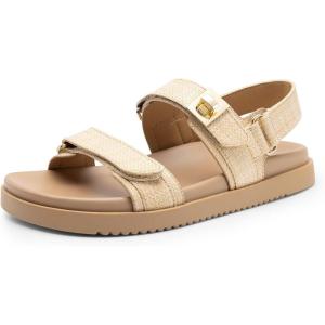 imageDREAM PAIRS Womens Comfortable Open Toe Flat Sandals Fashion One Band Summer Dessy SandalsNaturalraffia