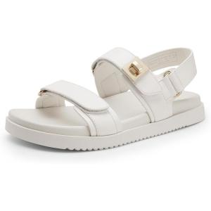 imageDREAM PAIRS Womens Comfortable Open Toe Flat Sandals Fashion One Band Summer Dessy SandalsWhite