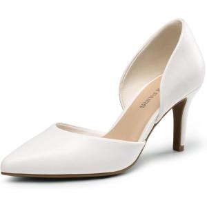 imageDREAM PAIRS Womens High Heel Closed Toe Dress Shoes Pumps Elegant Stiletto DOrsay Slip OnWhitepu