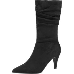 imageDREAM PAIRS Womens High Heel Mid Calf Boots Slouchy Pointed Toe Fall BootsBlackK